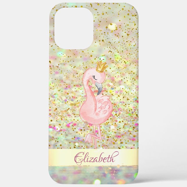 Pink Flamingo Crown Glitzer Bokeh Confetti Case-Mate iPhone Hülle (Rückseite)