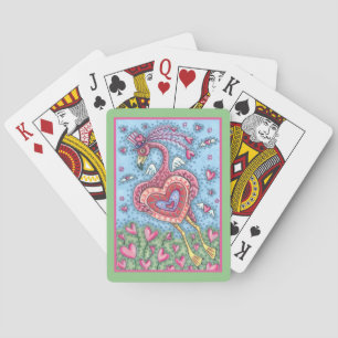 PINK FLAMINGO CUPID AND FLYYY HEARTS VALENTINE SPIELKARTEN