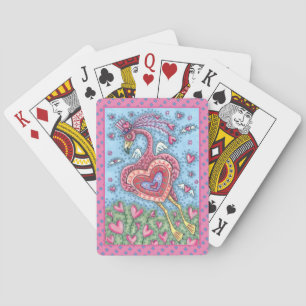 PINK FLAMINGO CUPID AND FLYYY HEARTS VALENTINE SPIELKARTEN