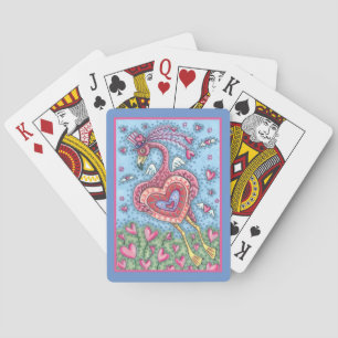 PINK FLAMINGO CUPID AND FLYYY HEARTS VALENTINE SPIELKARTEN