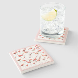 Pink Flamingo Design Custom Family Monogram Summer Steinuntersetzer