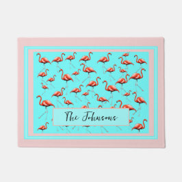 Pink Flamingo Design Custom Family Name Summer Fußmatte