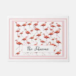 Pink Flamingo Design Custom Family Name Summer Fußmatte