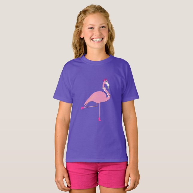Pink Flamingo Design - Girls' Basic T - Shirt (Vorne ganz)