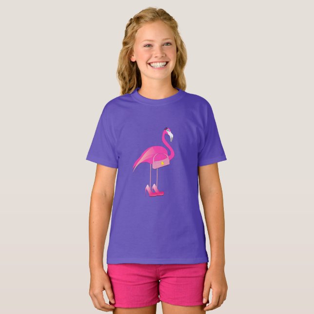 Pink Flamingo Design - Girls' Basic T - Shirt (Vorne ganz)