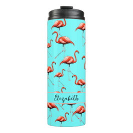 Pink Flamingo Design Individuelle Name Summer Anim Thermosbecher