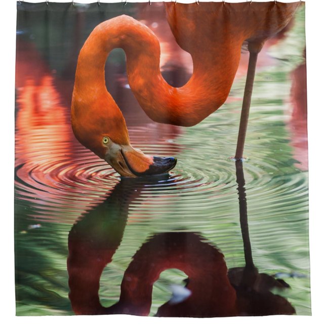 PINK FLAMINGO DUSCHVORHANG (Vorderseite)