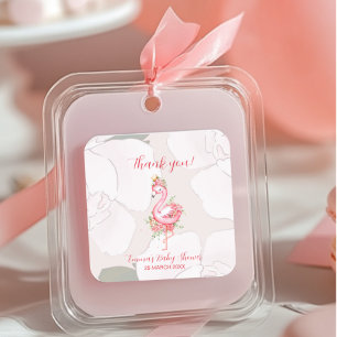 Pink Flamingo Es ist eine Girl Baby Dusche Vielen  Quadratischer Aufkleber