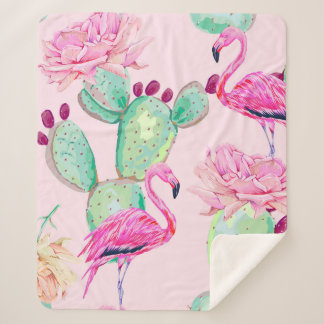 Pink flamingo, exotic birds, gentle flowers, rose, sherpadecke