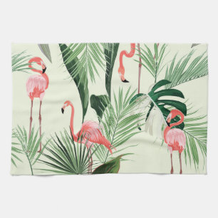 Pink Flamingo Exotic Blume Muster Geschirrtuch
