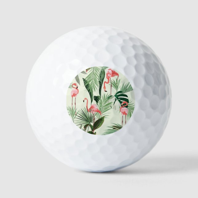 Pink Flamingo Exotic Blume Muster Golfball (Vorderseite)