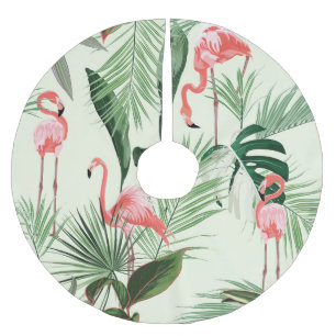 Pink Flamingo Exotic Blume Muster Polyester Weihnachtsbaumdecke
