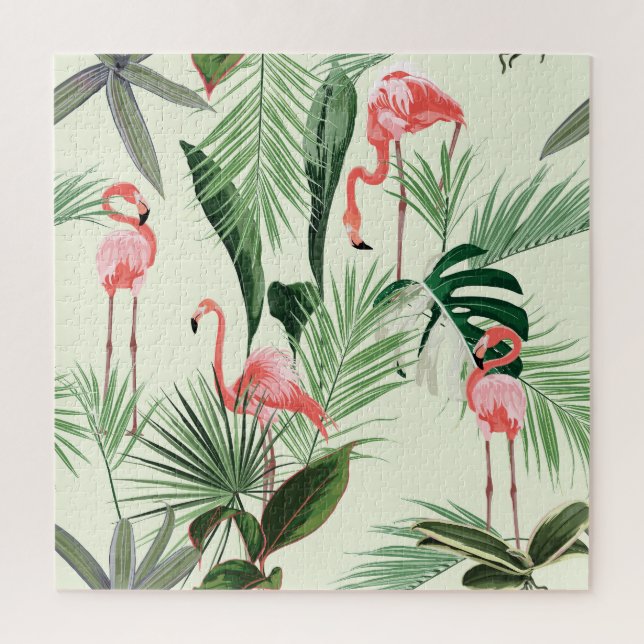 Pink Flamingo Exotic Blume Muster Puzzle (Vertikal)