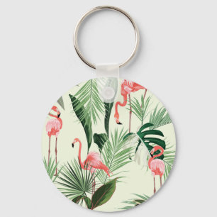Pink Flamingo Exotic Blume Muster Schlüsselanhänger