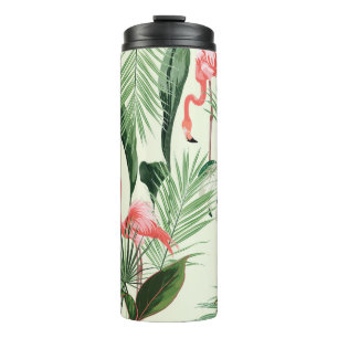 Pink Flamingo Exotic Blume Muster Thermosbecher