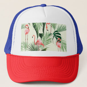 Pink Flamingo Exotic Blume Muster Truckerkappe