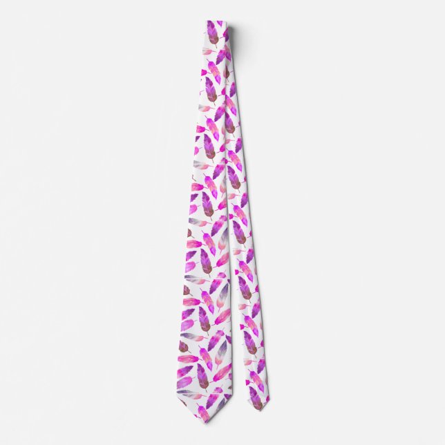 Pink Flamingo Feathers Neck Tie Krawatte (Vorderseite)