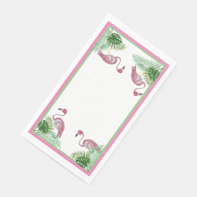 Pink Flamingo Flamingos Monstera Palm Serviette (Ecke)