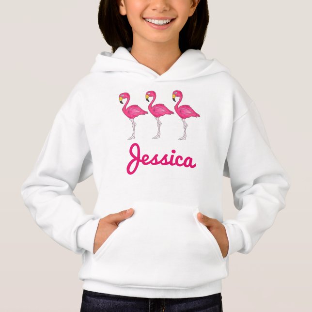 Pink Flamingo Flamingos Personalisiert Sweatshirt (Vorderseite)