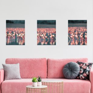 Pink Flamingo Flock auf Wasser Bilderwand Sets