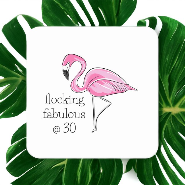 Pink Flamingo Flocking Fabulous bei 30 Rechteckiger Pappuntersetzer (Von Creator hochgeladen)
