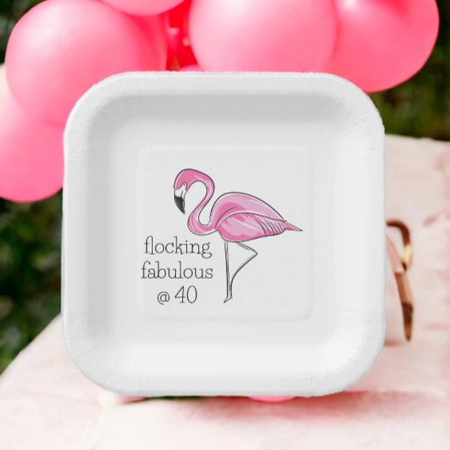 Pink Flamingo Flocking Fabulous bei 40 Pappteller (Von Creator hochgeladen)