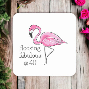 Pink Flamingo Flocking Fabulous bei 40 Rechteckiger Pappuntersetzer