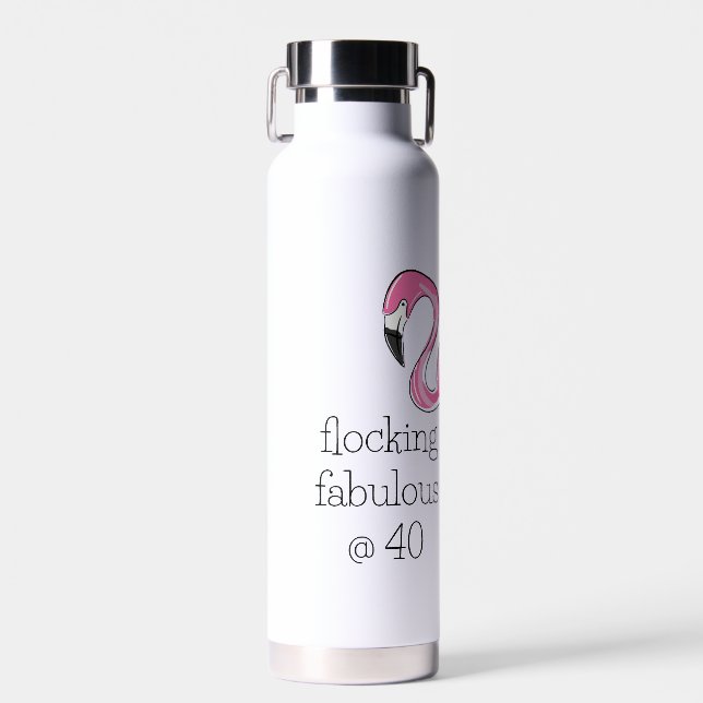 Pink Flamingo Flocking Fabulous bei 40 Trinkflasche (Vorne)