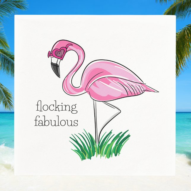 Pink Flamingo Flocking Fabulous Pink Brille Serviette (Von Creator hochgeladen)