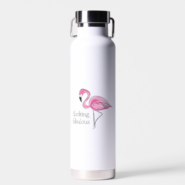 Pink Flamingo Flocking Fabulous Trinkflasche (Vorne)