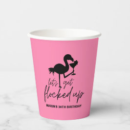 Pink Flamingo Flocking Tropical Birthday Pappbecher