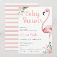 Pink Flamingo Floral Tropical Theme Babydusche