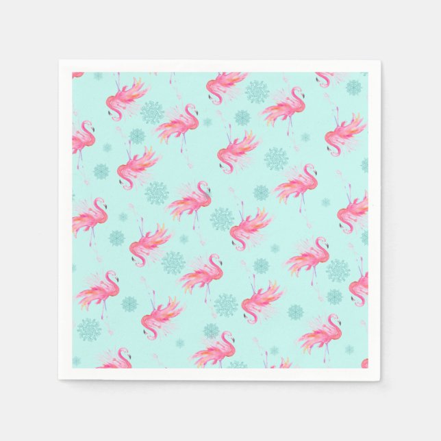 Pink Flamingo Florida Weihnachtsfeiertag Serviette (Vorderseite)