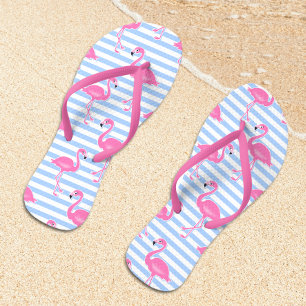 Pink Flamingo Fun Muster Flip Flops