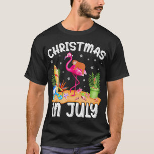 Pink Flamingo Funny Sloth Weihnachten im Juli T-Shirt