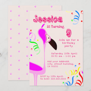 Pink Flamingo Geburtstag  Einladung