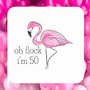 “Pink Flamingo Geburtstag Oh Schwarm ich bin 50” Rechteckiger Pappuntersetzer