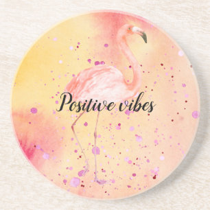 Pink Flamingo Gelbe Pfirsichfarben Gefärbte Krawat Getränkeuntersetzer