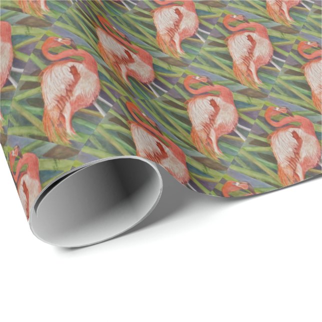 PINK FLAMINGO GESCHENKPAPIER (Rolleneckpunkt)