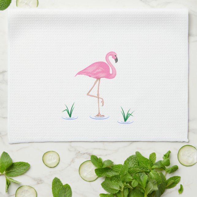 Pink Flamingo Geschirrtuch (Gefaltet)