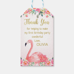 Pink Flamingo Gevor Vielen Dank Tag Geschenkanhänger