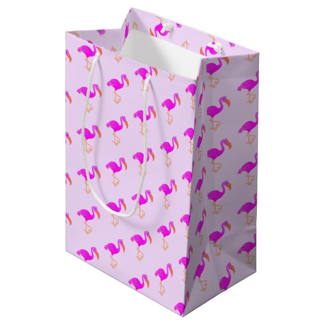 Pink Flamingo Gift Bag Mittlere Geschenktüte (Vorderseite Schrägansicht)