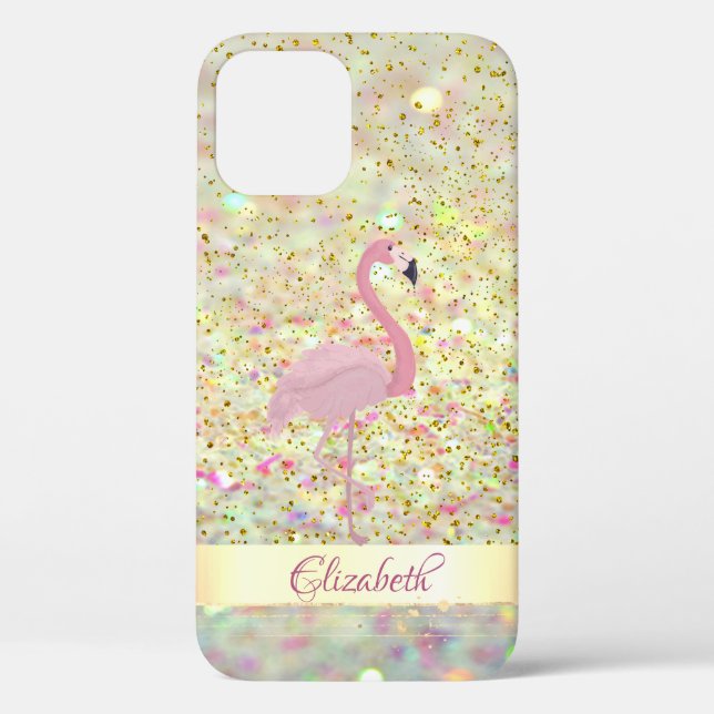 Pink Flamingo Glitzer Bokeh Confetti Case-Mate iPhone Hülle (Rückseite)
