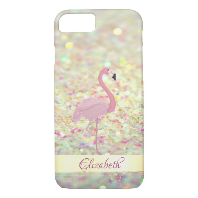 Pink Flamingo Glitzer Bokeh - Personalisiert Case-Mate iPhone Hülle (Rückseite)