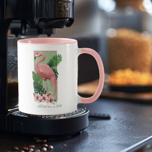 Pink Flamingo Green Blätter Lilly Tasse
