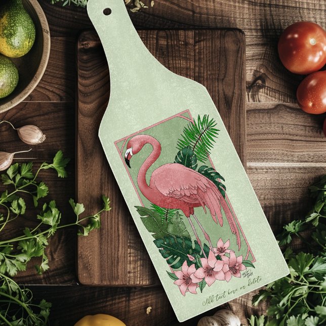 Pink Flamingo Green Blätter Lily Schneidebrett (Von Creator hochgeladen)