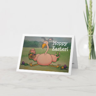 Pink Flamingo Happy Oaster Funny Spaß Card Feiertagskarte
