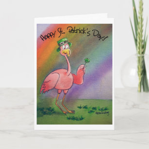Pink Flamingo Happy St. Patrick's Day Card Karte