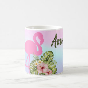 Pink Flamingo Hibiskus Holographic Kaffeetasse