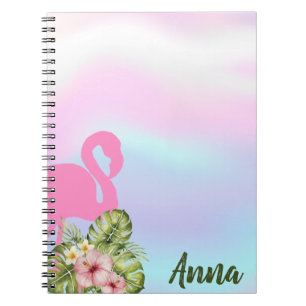 Pink Flamingo Hibiskus Holographic Notizblock